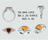 Sterling Silver Semi Mount Ring Setting Trillion Tri 9x9mm White Topaz N0293 - Syzjewelry